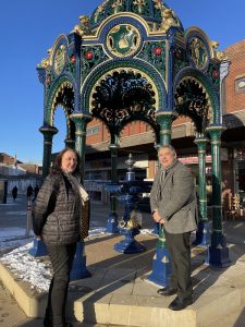 Chris Hinson and Councillor Peter Hughes at Farley Fountain in West Bromwich - Urban Greening Project
